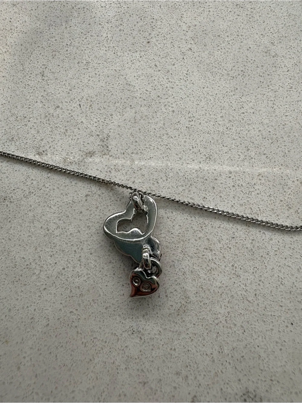 Swarovski Silver Heart Necklace with Red Heart Accents
